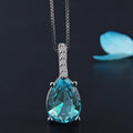 Sterling Silver Blue Water Drop Pendant Necklace