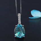 Sterling Silver Blue Water Drop Pendant Necklace