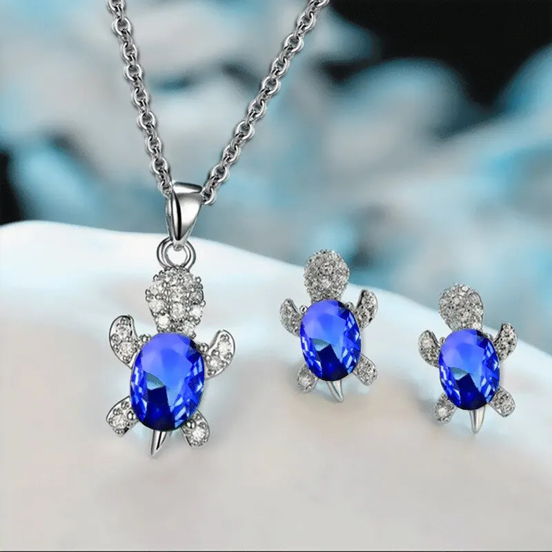 Sea Turtle Necklace and Earrings Set