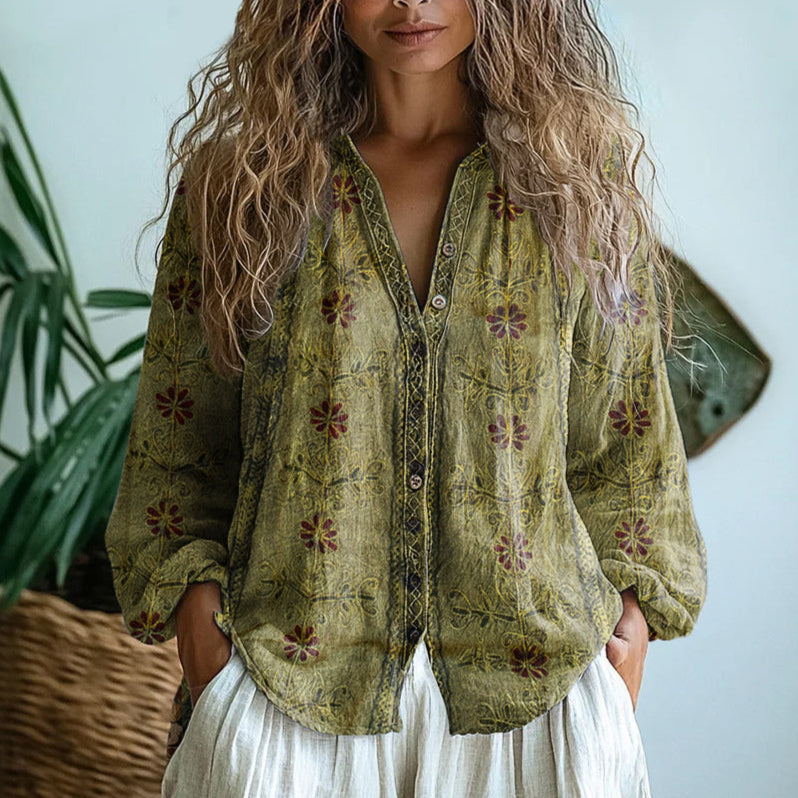 Martha Relaxed Blouse with Nature Print