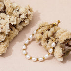 Pearl and Gold-Tone Chain Bracelet with Charm