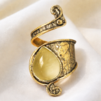 Adjustable Vintage-Style Asymmetric Stone Inlaid Ring