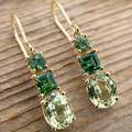 Vintage Bohemian Green Zirconia Geometric Earrings