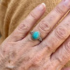Vintage-Style Bohemian Turquoise Round Silver-Tone Ring