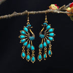 Vintage Western Layered Tassel Turquoise Earrings