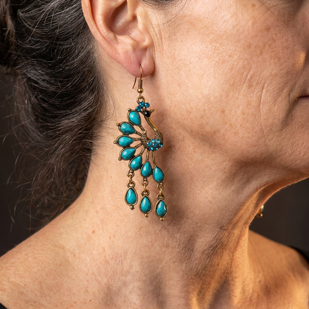 Vintage Western Layered Tassel Turquoise Earrings