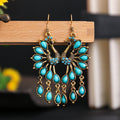 Vintage Western Layered Tassel Turquoise Earrings