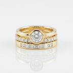 Vintage-Style Bright Round Zirconia Gold-Plated Ring Set