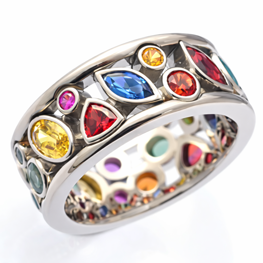 Vintage-Style Zirconia Wide Band Ring