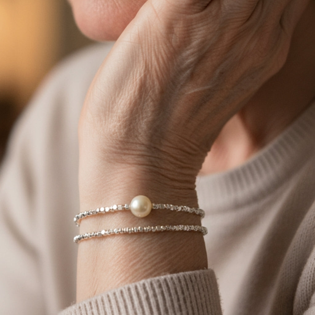 Pack de Pulseiras de Pérolas e Corrente Estilo Vintage