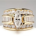 Vintage-Style Split Princess-Cut Zirconia Gold-Plated Band Ring