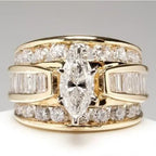 Vintage-Style Split Princess-Cut Zirconia Gold-Plated Band Ring