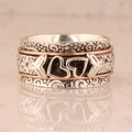 Vintage-Style Butterfly Heart Silver-Plated Spinner Ring