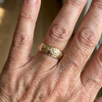 Vintage-Style Floral Engraved Gold-Plated Band Ring