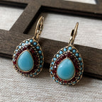 Vintage Teardrop Halo Drop Earrings in Three Colours