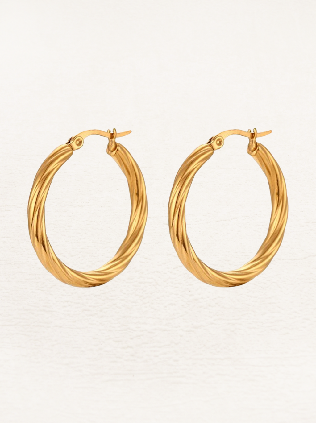 Twisted Gold-Tone Hoop Earrings, 35 mm