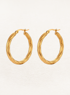 Twisted Gold-Tone Hoop Earrings, 35 mm