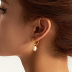 Freshwater Pearl Star Earrings in Gold Tone