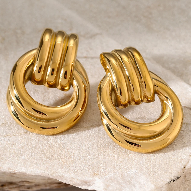 Gold-Tone Twisted Statement Earrings, Set of Two