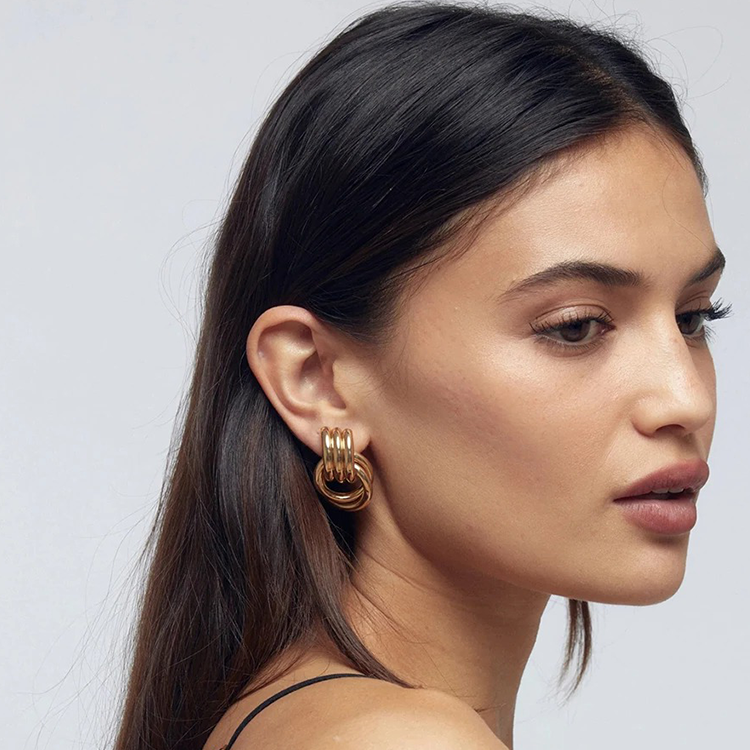 Gold-Tone Twisted Statement Earrings, Set of Two