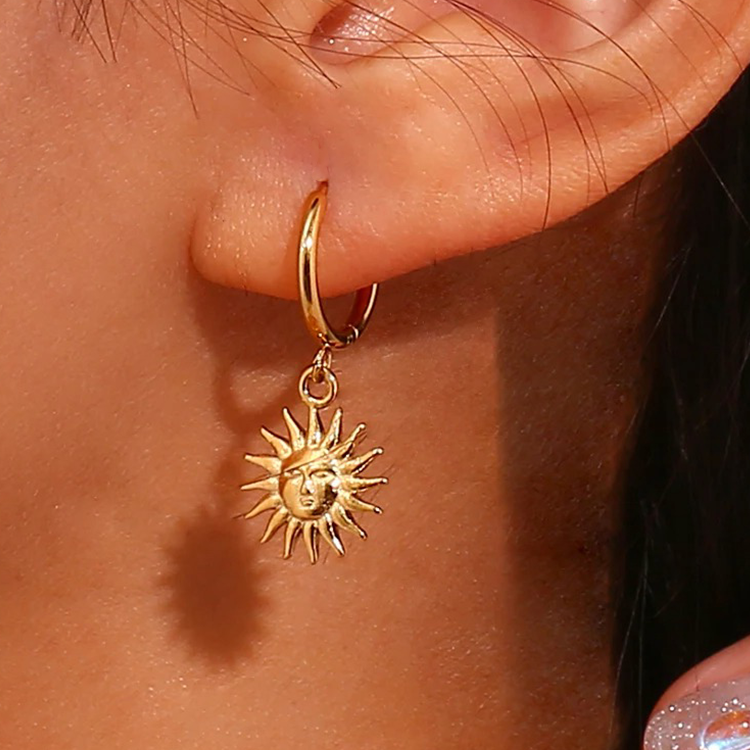 Gold-Tone Sun Huggie Hoop Earrings