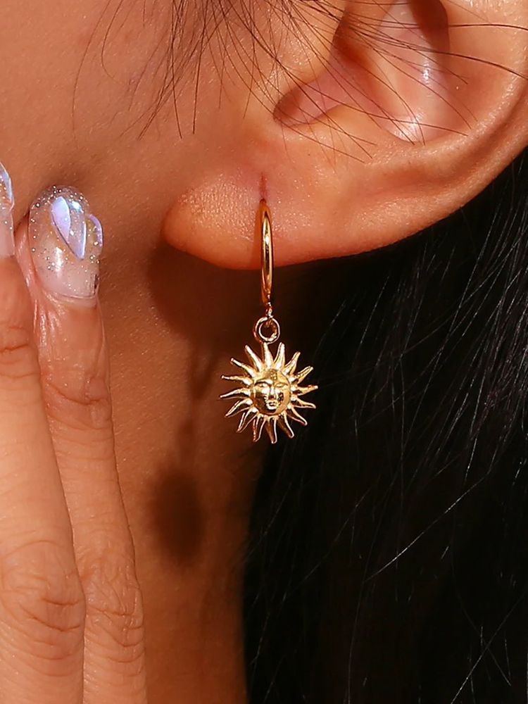 Gold-Tone Sun Huggie Hoop Earrings