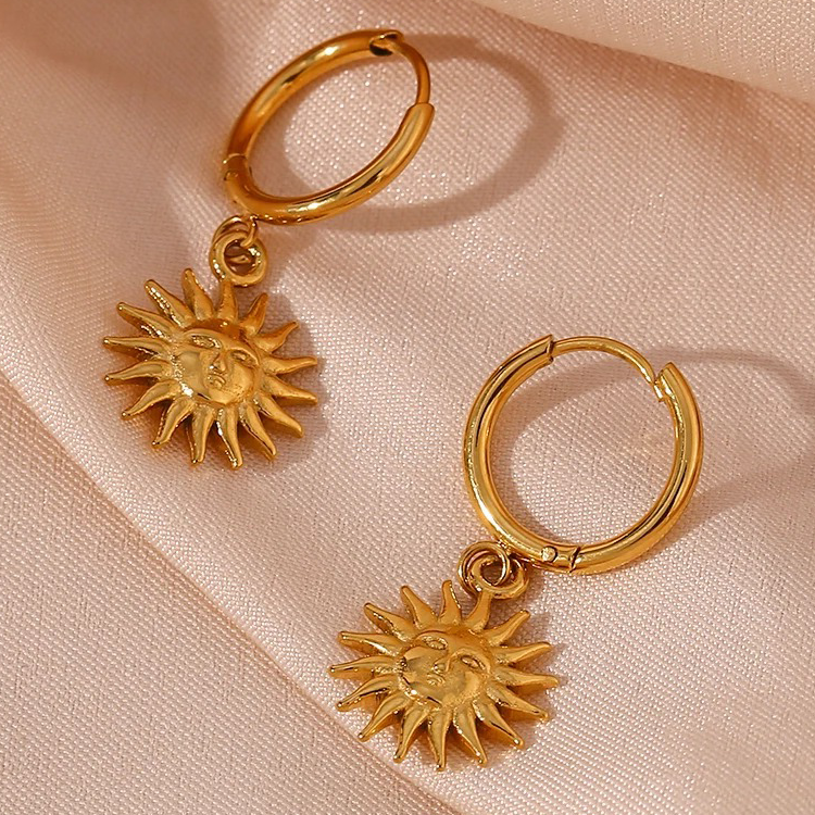 Gold-Tone Sun Huggie Hoop Earrings