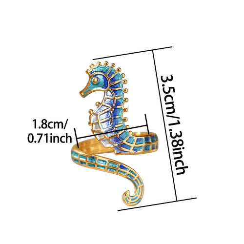 Adjustable Ocean Seahorse Ring