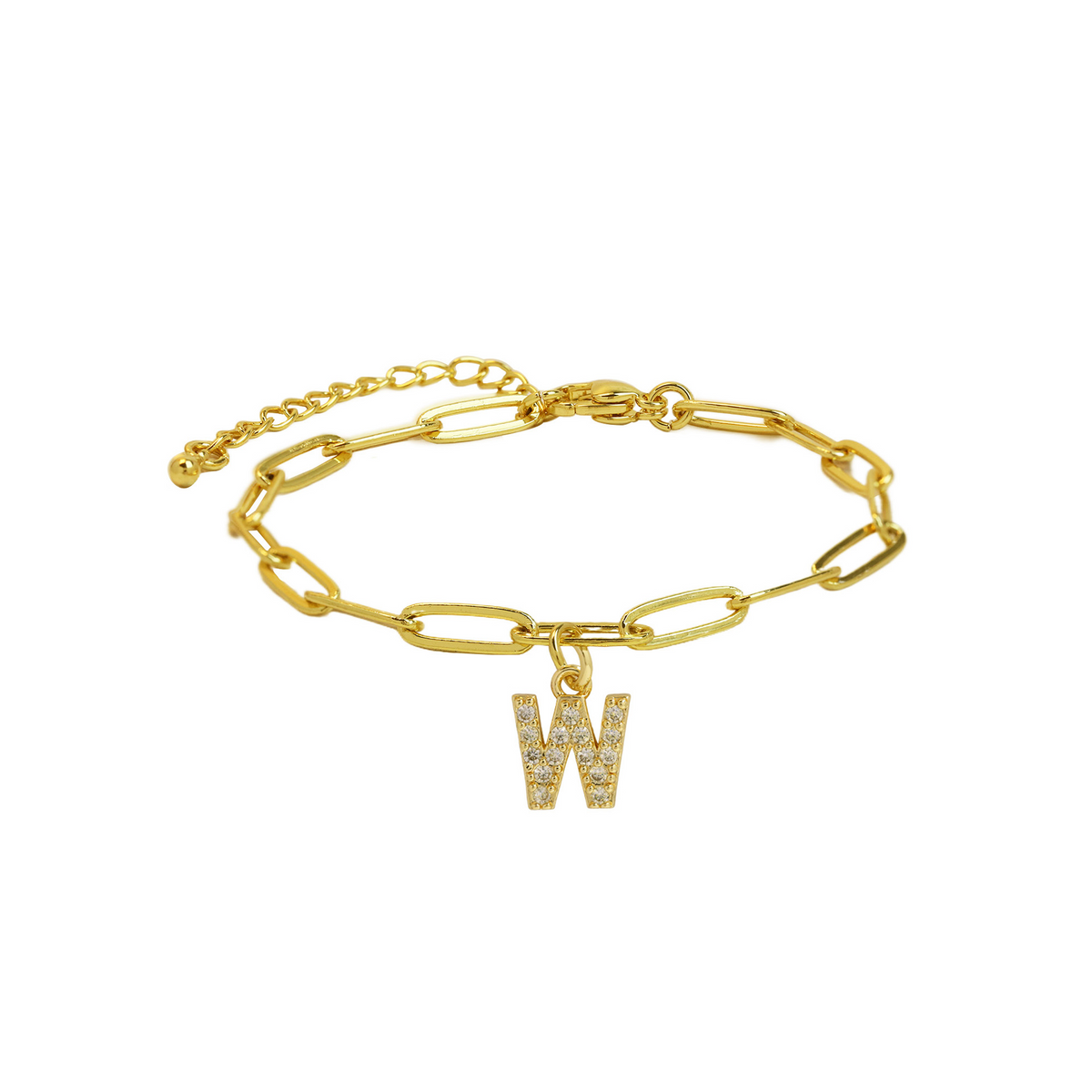 Dainty Paperclip Chain Initial Letter Bracelet