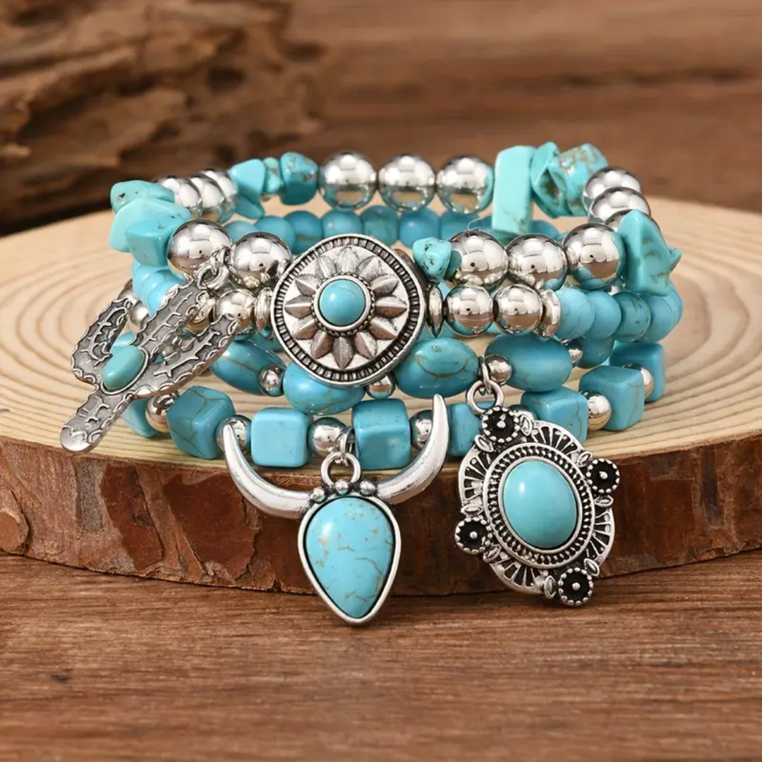 Western Boho Turquoise Bracelet Set