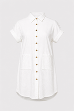 Lightweight Shirt Dress with Pockets and Cape Collar