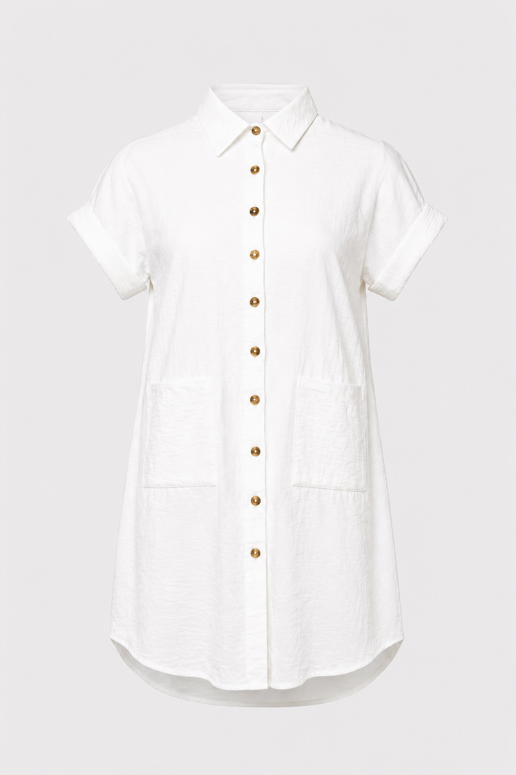 Lightweight Shirt Dress with Pockets and Cape Collar