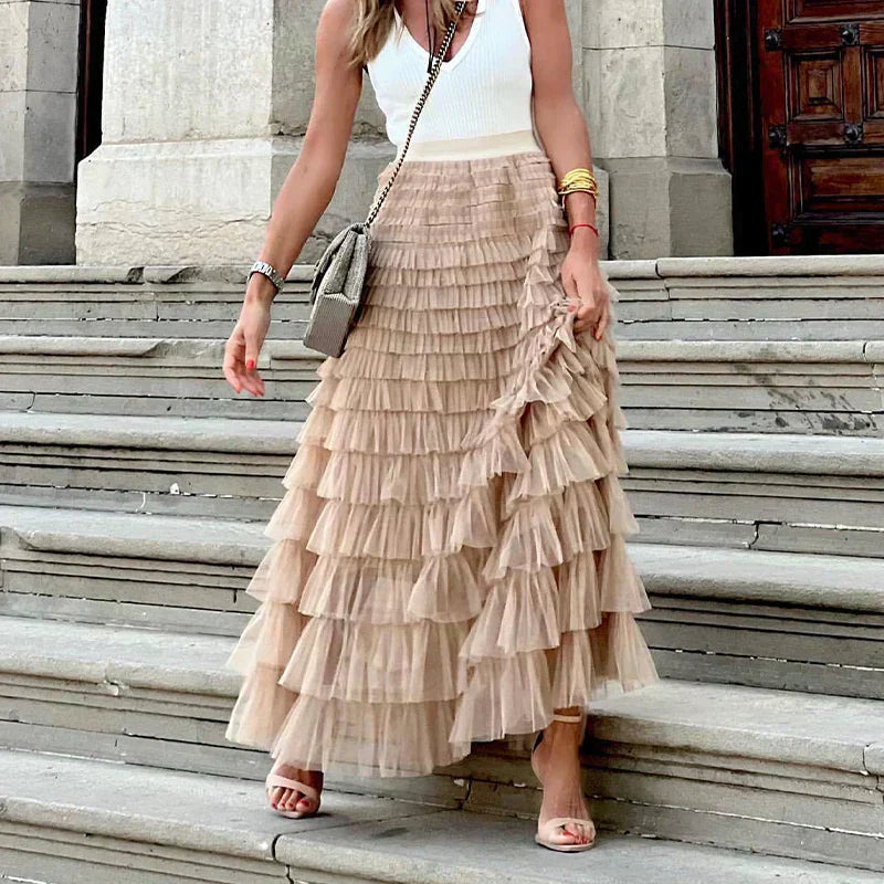 Tiered Ruffle Maxi Skirt