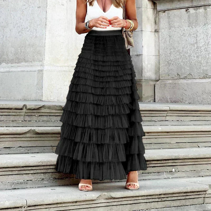 Tiered Ruffle Maxi Skirt