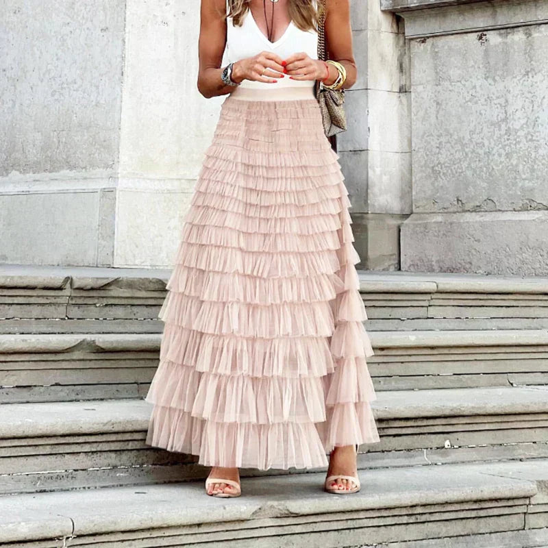 Tiered Ruffle Maxi Skirt