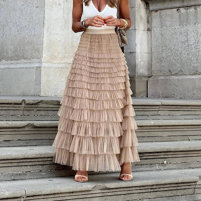 Tiered Ruffle Maxi Skirt