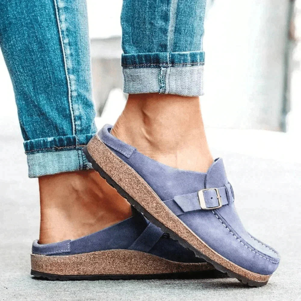 Faux Suede Buckle Strap Slingback Sandals