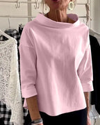 Cotton-Poplin Boat Neck Top