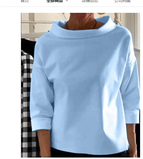 Cotton-Poplin Boat Neck Top