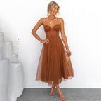 Strapless Sweetheart Corset Tulle Maxi Dress