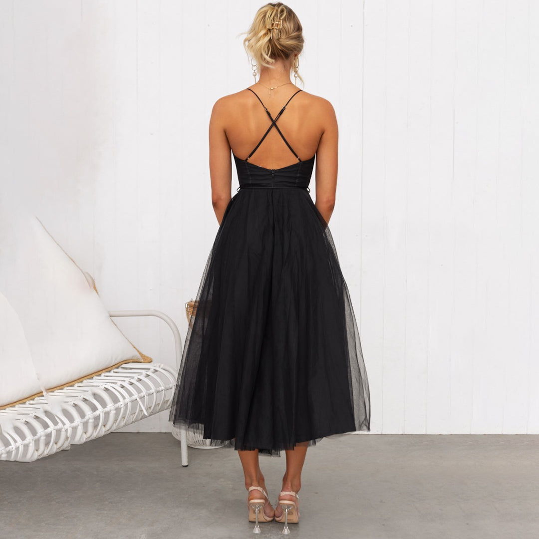 Strapless Sweetheart Corset Tulle Maxi Dress
