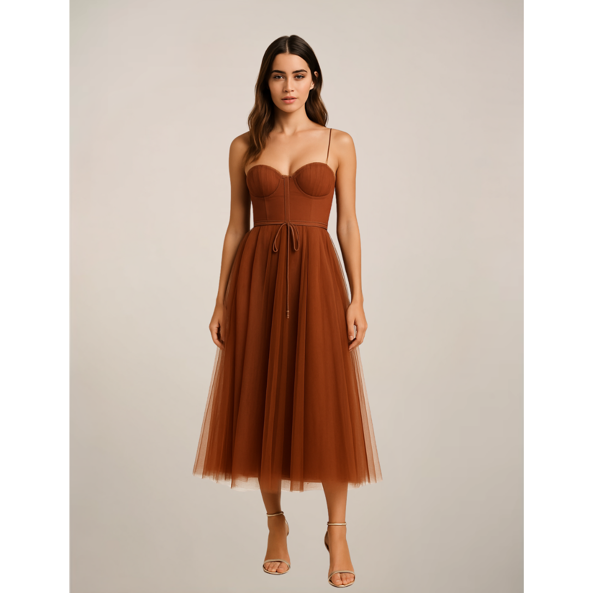 Strapless Sweetheart Corset Tulle Maxi Dress