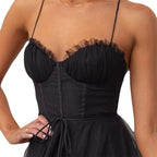 Strapless Sweetheart Corset Tulle Maxi Dress
