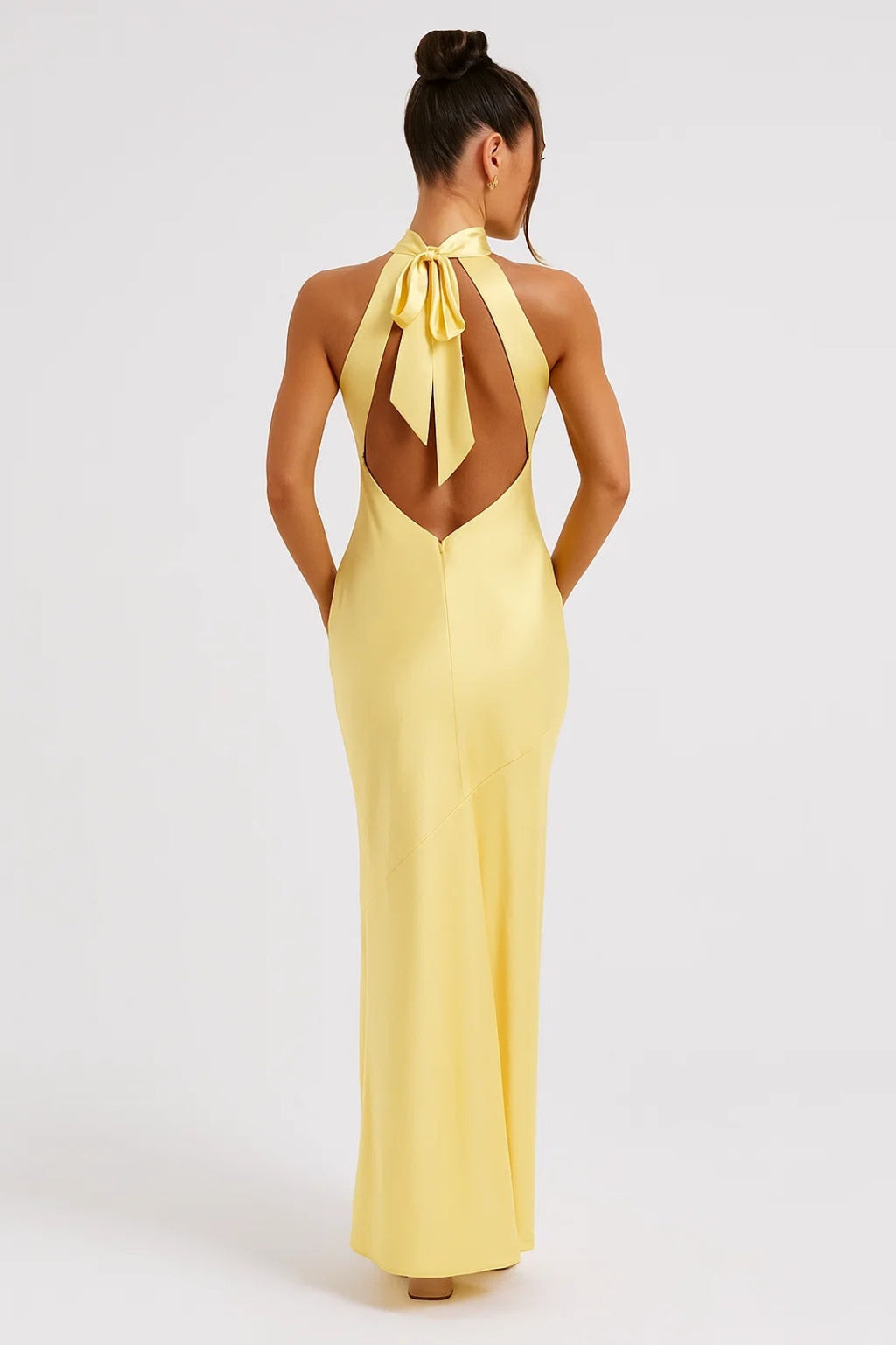 Halter Neck Side-Slit Straight-Cut Maxi Dress