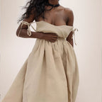 Sleeveless Tie-Strap Gathered Waist Maxi Dress