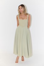 Square Neck Sleeveless Flared A-Line Maxi Dress