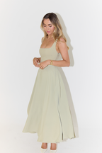 Square Neck Sleeveless Flared A-Line Maxi Dress