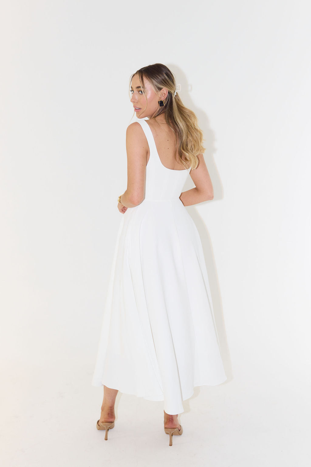 Square Neck Sleeveless Flared A-Line Maxi Dress
