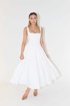 Square Neck Sleeveless Flared A-Line Maxi Dress
