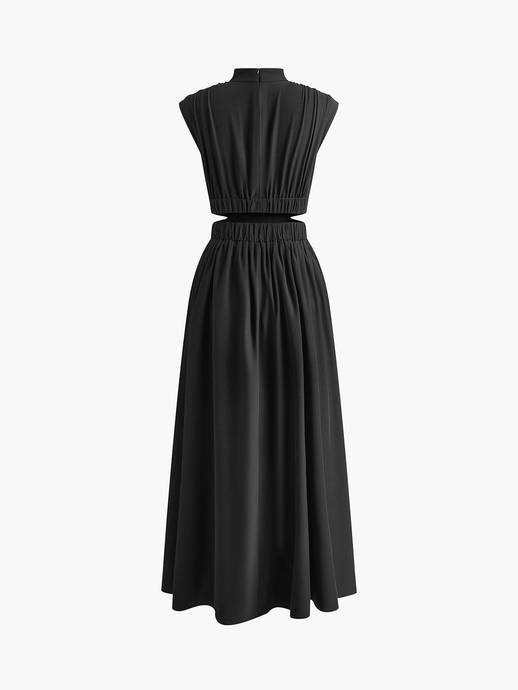 High Neck Side Cut-Out Belted Maxi Dress
